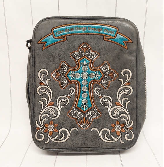 MONTANA WEST unisex i can do all things bible case in grey - Picture 1 of 12
